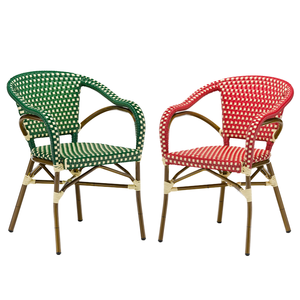 Modern Aluminum Frame <b>Stackable</b> French Bistro <b>Dining</b> <b>Chairs</b> with PE Rattan for Garden Patio Bedroom School Hospital & Park Use - Product Image 1