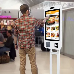 Máquina de encomenda automática do kiosk, janela de restaurante, menu digital, restaurante, tela sensível ao toque, máquina de encomenda de alimentos