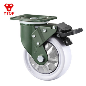 YTOP Weiße Manganstahl 6-Zoll Hochbelastbare Polypropylen Industrie-Lenkrollen mit Bremse, Tragfähige Rollen, 1 Jahr Garantie - Product Image 3
