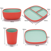 Wolife Design original sans Bpa, assiettes carrées en silicone sans danger, bol, tasse, assiette divisée en silicone à 3 compartiments