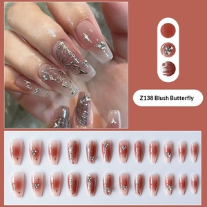 Novedad en <span class=keywords><strong>Uñas</strong></span> <span class=keywords><strong>Postizas</strong></span>, Diseño de Flores en Degradado Francés, Estilo Spice Girls, Parches de <span class=keywords><strong>Uñas</strong></span> con Efecto Flash - Product Image 6