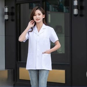 <span class=keywords><strong>Camice</strong></span> bianco a maniche lunghe da uomo tuta dentale orale a <span class=keywords><strong>mezza</strong></span> lunghezza tessuto a maniche corte uniforme estiva per medici - Product Image 2