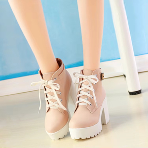 2025 longue ligne grande taille <span class=keywords><strong>bottines</strong></span> gâteau talon épais bottes à lacets pour femmes - Product Image 5