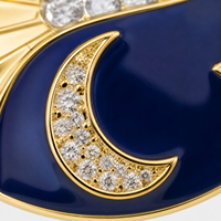 Collier pendentif médaillon Mylove personnalisé en argent sterling 925 plaqué or 18 carats avec émail bleu soleil lune céleste et zircon cubique, vente en gros