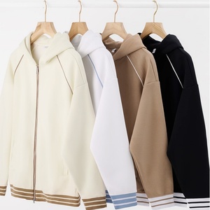 Sweat-shirt de baseball col rond coupe-vent respirant épais 380g avec boutons corne, patchwork, décontracté pour couple, en coton long, collection automne - Product Image 6