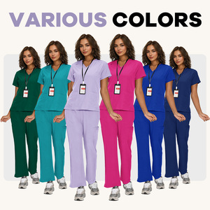 V-Neck Scrub Suit Women Split Set Moisture Wicking Hospital Uniforms - Product Image 4