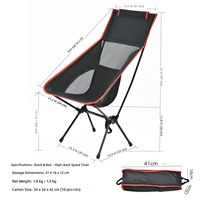 Chaise de camping portable d'extérieur en acier inoxydable, chaise lune pliable pour la plage, le jardin, la pêche et la randonnée
