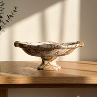 Corbeille à fruits en marbre onyx sur piédestal, décorative, sculptée à la main, centre de table moderne pour villa intérieure