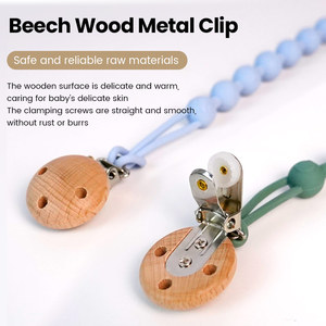 Attache-tétine en silicone et en bois de coton personnalisée pour bébé de 0 à 12 <span class=keywords><strong>mois</strong></span> - Product Image 2