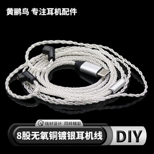 Cable de audio trenzado de 8 hilos de cobre sin oxígeno, chapado en plata, tipo C, 1.2M, cable de repuesto para auriculares HIFI, macho a macho - Product Image 2