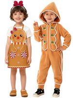 Costume de scène pour enfants XJ Gingerbread Man Cosplay, 100% polyester, pyjama en flanelle fait maison, tenue de photographie