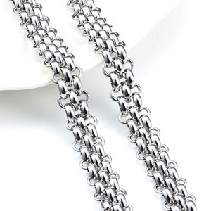 Nouvelle chaîne Rolo triple rangée en acier inoxydable pour collier large, bracelet, chaîne de montre |   Bijoux Hip Hop DIY pour hommes et femmes - Product Image 5