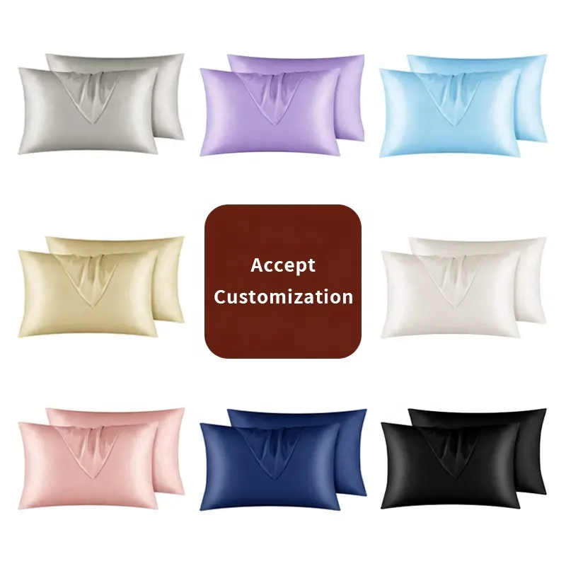 Custom Satin Polyester Luxury Pillow Case Covers With Embroidery Logo  Personalized Letter in Pillowcase