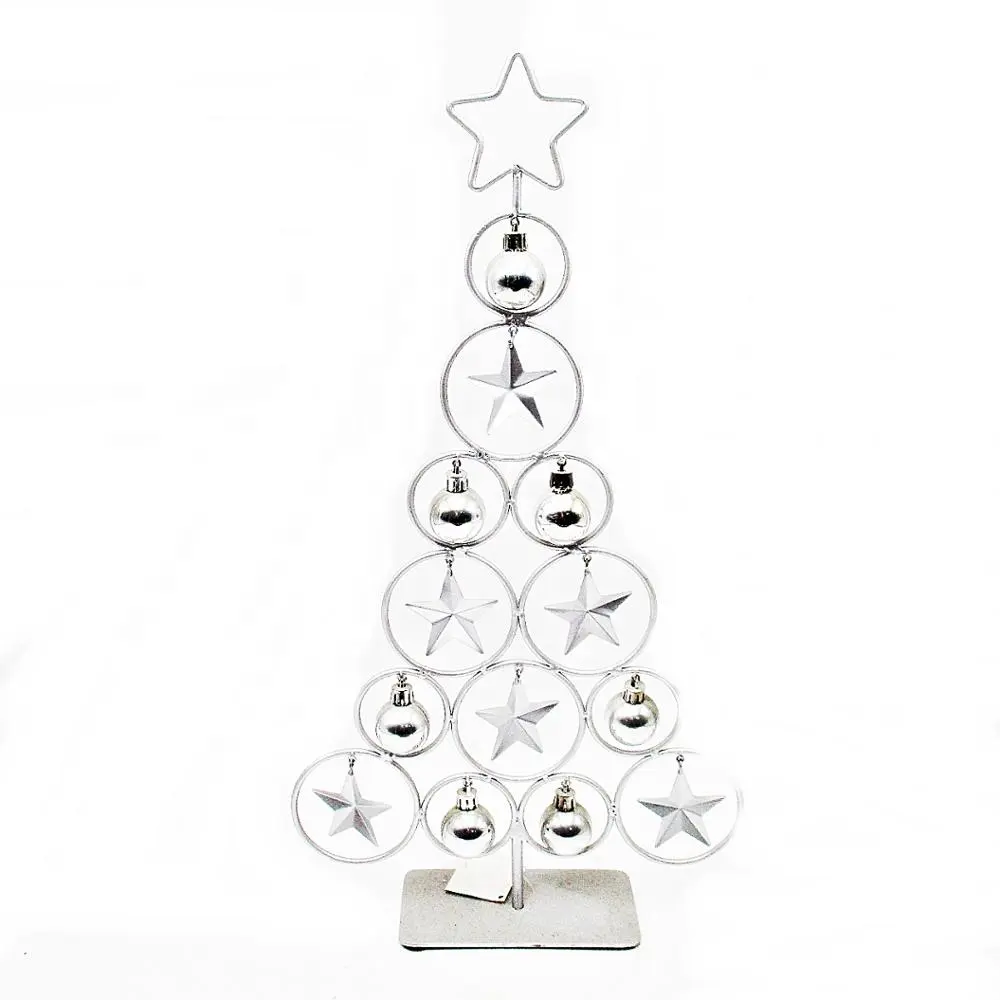 Direct China Factory Wholesale Metal Christmas Tree Tabletop with Miniature Ornaments for Christmas Holiday Decoration