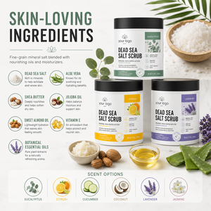 Set de Exfoliantes Corporales de Marca Privada, 6 Opciones de Aroma, Exfolia la Piel Opaca, Elimina la Textura, Nutre en Profundidad, Exfoliante Natural con Sal del Mar Muerto - Product Image 2