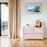 Commode à 4 tiroirs en bambou de ferme pour meubles de maison pour chambre à coucher salon entrée bar à domicile ou tour de rangement scolaire