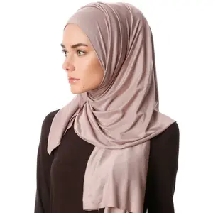 Syal Jilbab Wanita Warna Solid, Jilbab Jersey Katun Polos 2021 Georgette Kualitas Tinggi Ringan