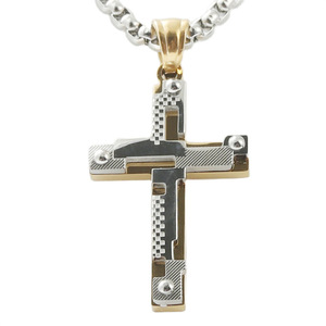 Men's Stainless Steel <b>Cross</b> Pendant Necklace Geometric Design Punk Retro Style 120205 - Product Image 1