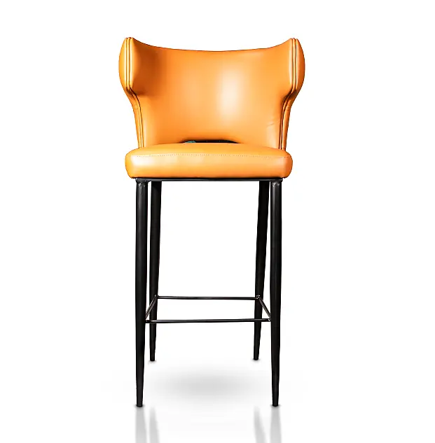 Italia Nordic designer sgabello da bar imbottito in pelle sedia sedia in legno sgabello con schienale alto cucina con gamba in legno massello