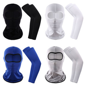 Sunscreen Face Mask And Arm Sleeves For Men Outdoor Cycling Ice Silk UV Protection Solid Color Adult Size 38 - Product Image 1