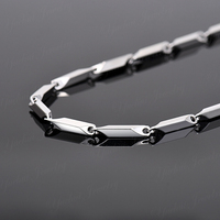 Mode argent Sterling 925 Hip Hop Couples 3.4mm carré tour de cou bambou serrure os plaine chaîne collier pour femmes et hommes