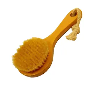 Cepillos de baño de madera, cerdas de pelo de alta calidad, mango corto de madera, cepillo exfoliante corporal