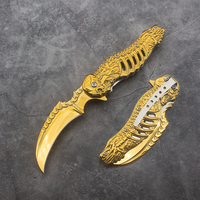 Goldenes Titan-Klappmesser Karambit mit 3Cr13 Edelstahl-Klinge, 3D-Totenkopf-Griff, EDC Outdoor DIY OEM