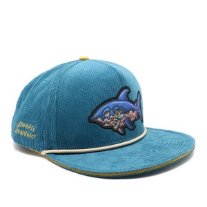 Blue Corduroy Cloth Custom 3D Embroidery Logo Latest Design 5-Panel Baseball Hats Unisex Snapback Hats - Product Image 2