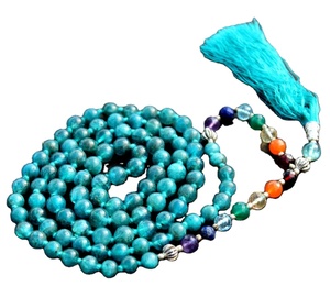 Acheter des pierres précieuses naturelles de qualité supérieure, bijoux de Yoga chapelet Apatite 7 Chakra 108 perles spirituel Mala perles collier - Product Image 2