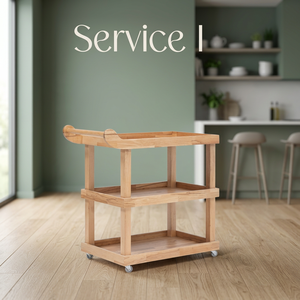 Chariot de rangement roulant moderne en bambou à 3 niveaux, présentoir de comptoir personnalisé pour cuisine - Product Image 3