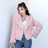 Manteau de fourrure de lapin décontracté écologique de luxe pour femmes veste en tricot à capuche réversible Double face vêtements d'extérieur en peluche chauds d'hiver courts