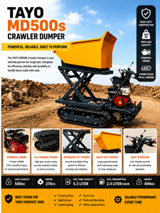 Tayo MD500s Mini Metal 4-Wheel Crawler <b>Dumper</b> 500kg Capacity Engine Driven with Lifting Bucket Wheelbarrow Style Heavy Duty - Product Image 2