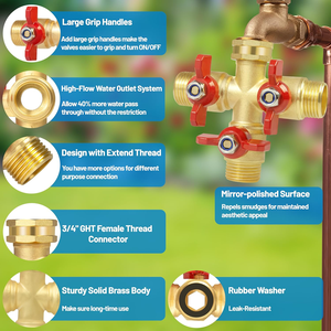 HydraFlow TriPort Collecteur en laiton massif Matrice de distribution d'eau Diviseur d'irrigation haute pression - Product Image 4