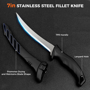 फैक्टरी थोक कम कीमत काले स्टेनलेस स्टील रसोई चाकू सैल्मन फिशिंग चाकू आउटडोर शिविर मछली पकड़ने वाला चाकू - Product Image 5