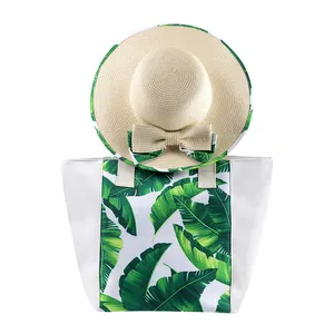 JAKIJAYI Newest Summer Beach Bag and Hat Set Have Stock Customize Pattern Women Summer