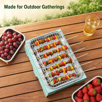 OEM ODM Aangepaste Logo Draagbare Opvouwbare Wegwerp Grillset Complete BBQ Set Fruit Houtskool Roestvrijstalen Rooster Kamperen