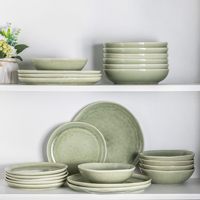 Service de table de luxe en porcelaine européenne haut de gamme, 18 pièces, assiettes et bols en céramique solide, vaisselle pour la maison
