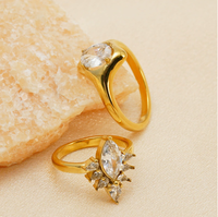 Cincin Tertutup Baja Tahan Karat 316 Lapis Emas 18K Bertabur Zirkon, Gaya Mewah Ringan Ala Eropa Amerika, Laris Manis, Tidak Luntur