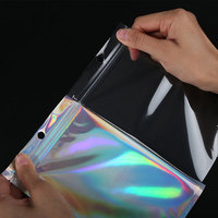 Sac holographique transparent en feuille d'aluminium personnalisé refermable petit emballage alimentaire en plastique zip-lock sacs hologrammes en mylar anti-odeur