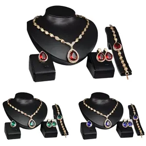 4Pcs/set wholesale bridal crystal jewelry set big crystal jewelry making austrian crystal jewelry wholesale