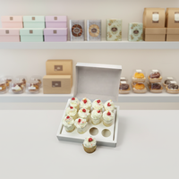 Boîte à cupcakes et desserts en plastique biodégradable transparent en forme de mini-valise avec fenêtre et ruban, vente en gros
