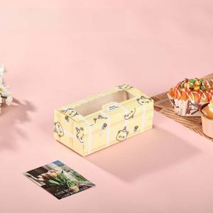 <span class=keywords><strong>Caja</strong></span> de Papel Kraft Blanca y Marrón con Ventana Transparente, Pequeño Contenedor de Regalo para Postres, Recubrimiento UV, Proveedor de Cajas de Regalo para Postres - Product Image 4