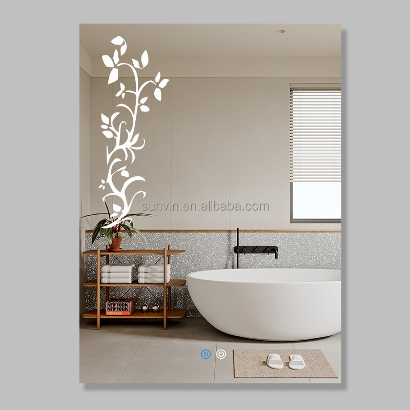 Hot Selling 4mm 5mm Glass Half Moon Wall Decor Bathroom Mirror Illuminated Bath Mirror LED Light Stainless Frame for Salon