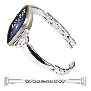 Correa de Metal para Reloj, Correa de Acero Inoxidable con Diamantes para <span class=keywords><strong>Fitbit</strong></span> <span class=keywords><strong>Versa</strong></span> 3/4, para <span class=keywords><strong>Fitbit</strong></span> Sense <span class=keywords><strong>2</strong></span>, Correa de Reloj de Lujo con Hebilla Plegable - Product Image 6