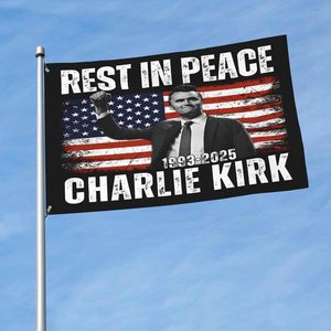 Nghỉ ngơi trong Hòa Bình cờ Charlie Kirk 10.14 ngày tưởng niệm cờ Charlie biểu ngữ rước trang trí trong nhà ngoài trời với 2 grommets - Product Image 1
