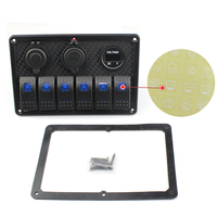 Panneau de commutation à bascule double LED étanche 6 interrupteurs marche/arrêt avec prise allume-cigare USB et voltmètre, certifié CE ROHS pour bateau