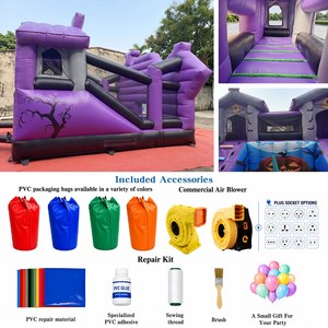 Castillo Inflable Gigante <span class=keywords><strong>de</strong></span> <span class=keywords><strong>Halloween</strong></span> con Calabaza 3D y Tobogán para Niños, Ideal para Jardín y Fiestas - Product Image 2