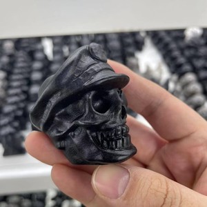 Calaveras de Obsidiana Negra, Talladas a Mano en Cristal, Artesanías de Cristal con Forma de Animales, Calaveras de Cristal Únicas - Product Image 4
