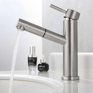 Grifo extraíble monomando para lavabo de acero inoxidable 304, acabado níquel cepillado, para agua fría y caliente, venta al por mayor de fábrica - Product Image 2