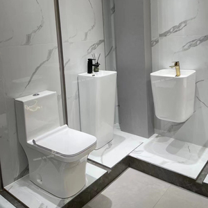 Hiện đại sứ vuông nhà vệ sinh và bệ bồn rửa chén nước gốm tủ quần áo washdown một mảnh nhà vệ sinh bát phòng tắm <span class=keywords><strong>WC</strong></span> nhà vệ sinh thiết lập - Product Image 1